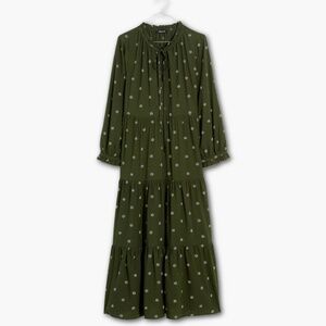 Tie-Neck Tiered Midi Dress in Stardot by Madewell